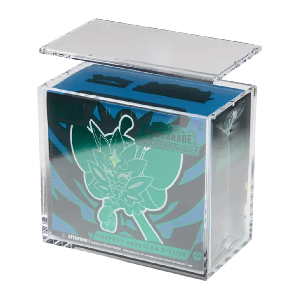 The Acrylic Box Pokemon Elite Trainer Box Acryl Case mit ETB und geöffnetem N52 Magnetdeckel