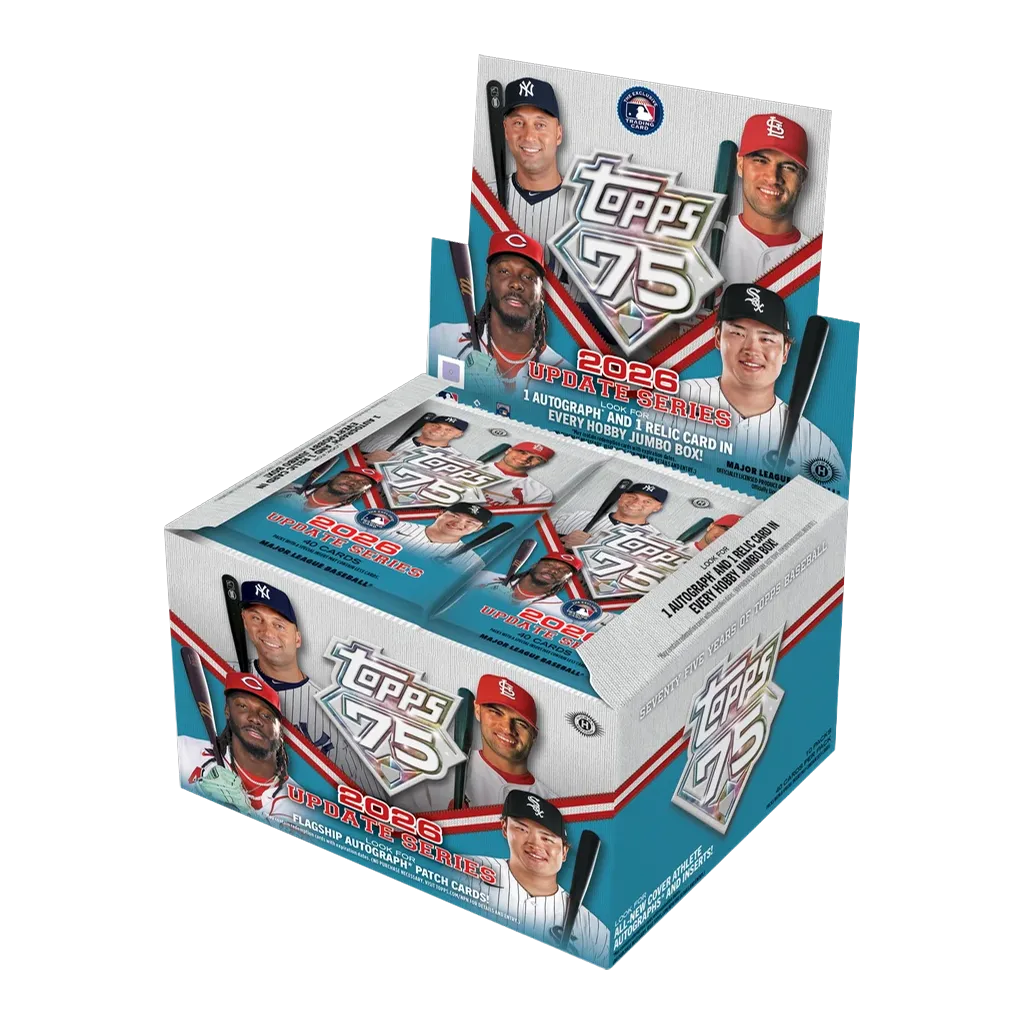 Topps Baseball Update Series 2026 Hobby Jumbo Box englisch mit 10 Packs, garantiertem Autogramm und Relic