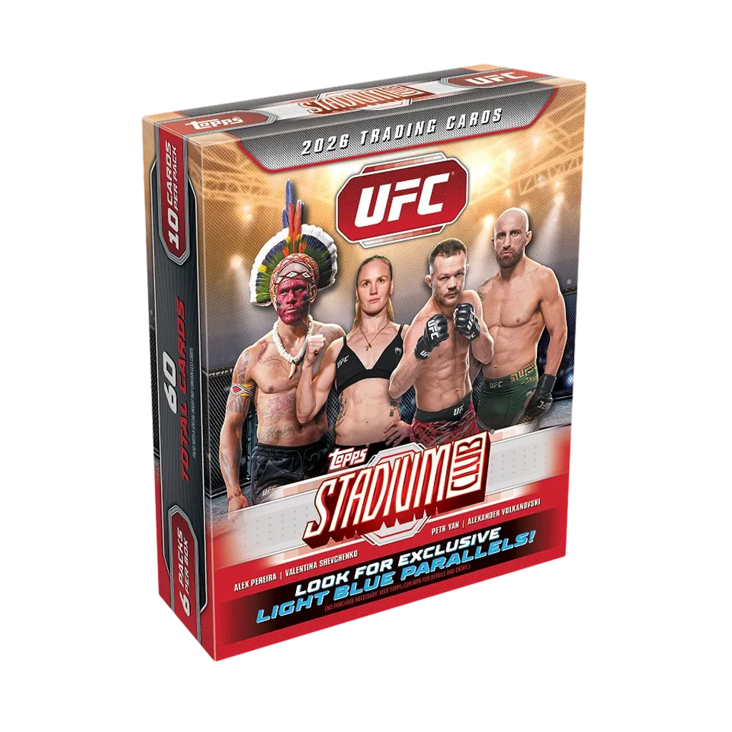 Topps Stadium Club UFC 2026 Mega Box englisch mit 6 Packs und exklusiven Light Blue Parallels