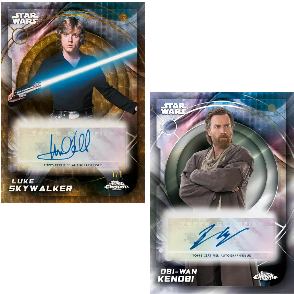 Luke Skywalker 1-of-1 und Obi-Wan Kenobi Autogrammkarten aus Topps Star Wars Chrome 2026