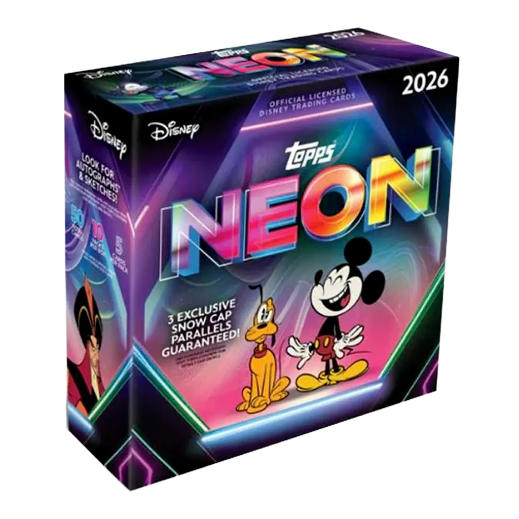 Topps Disney Neon 2026 Mega Box Englisch mit Mickey Mouse und Snow Cap Parallels