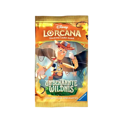 Disney Lorcana Unbekannte Wildnis Booster Pack Deutsch mit Woody Artwork