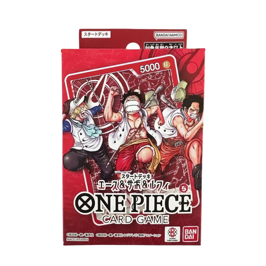 One Piece Ace & Sabo & Luffy Shonen Jump Promo Starter Deck auf Japanisch mit Monkey D. Luffy, Portgas D. Ace und Sabo in Marine-Outfits