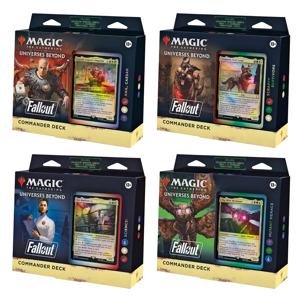 MTG Fallout Commander Decks englisch Mutant Menace Science Scrappy Survivors und Hail Caesar