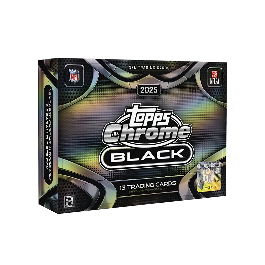 Topps Chrome Black Football Hobby Box 2025 Englisch mit 13 Karten und garantiertem Autogramm