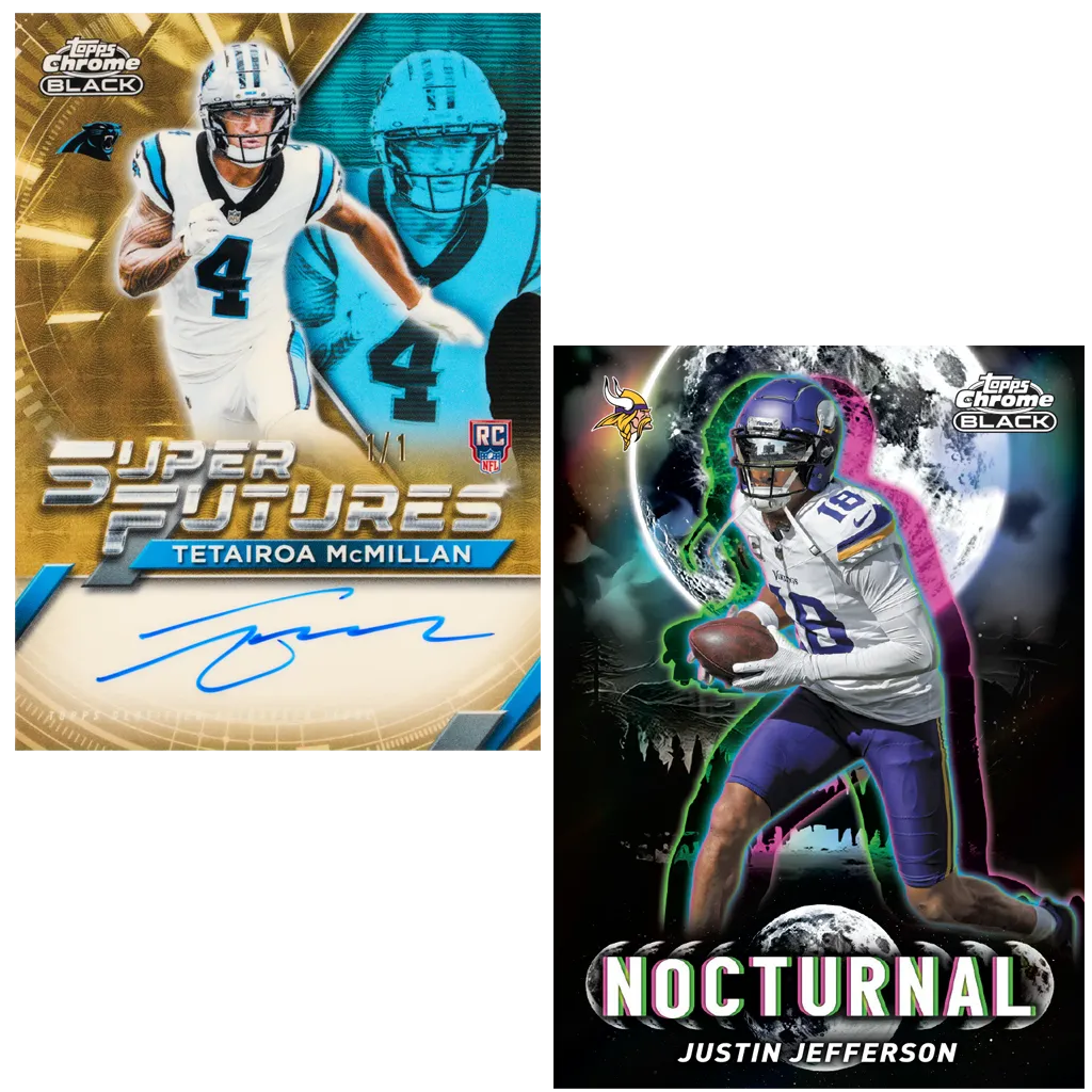 Topps Chrome Black Football 2025 Super Future Autographs und Nocturnal Insert Karten