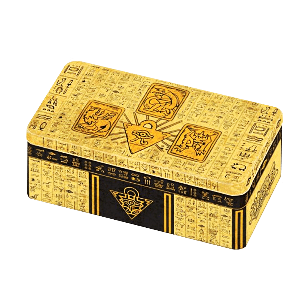 Yugioh Tin 2022 goldene Yugioh Tin mit pharaoen Tafel slifer obelisk und RA Tin Of The Pharaoh's God